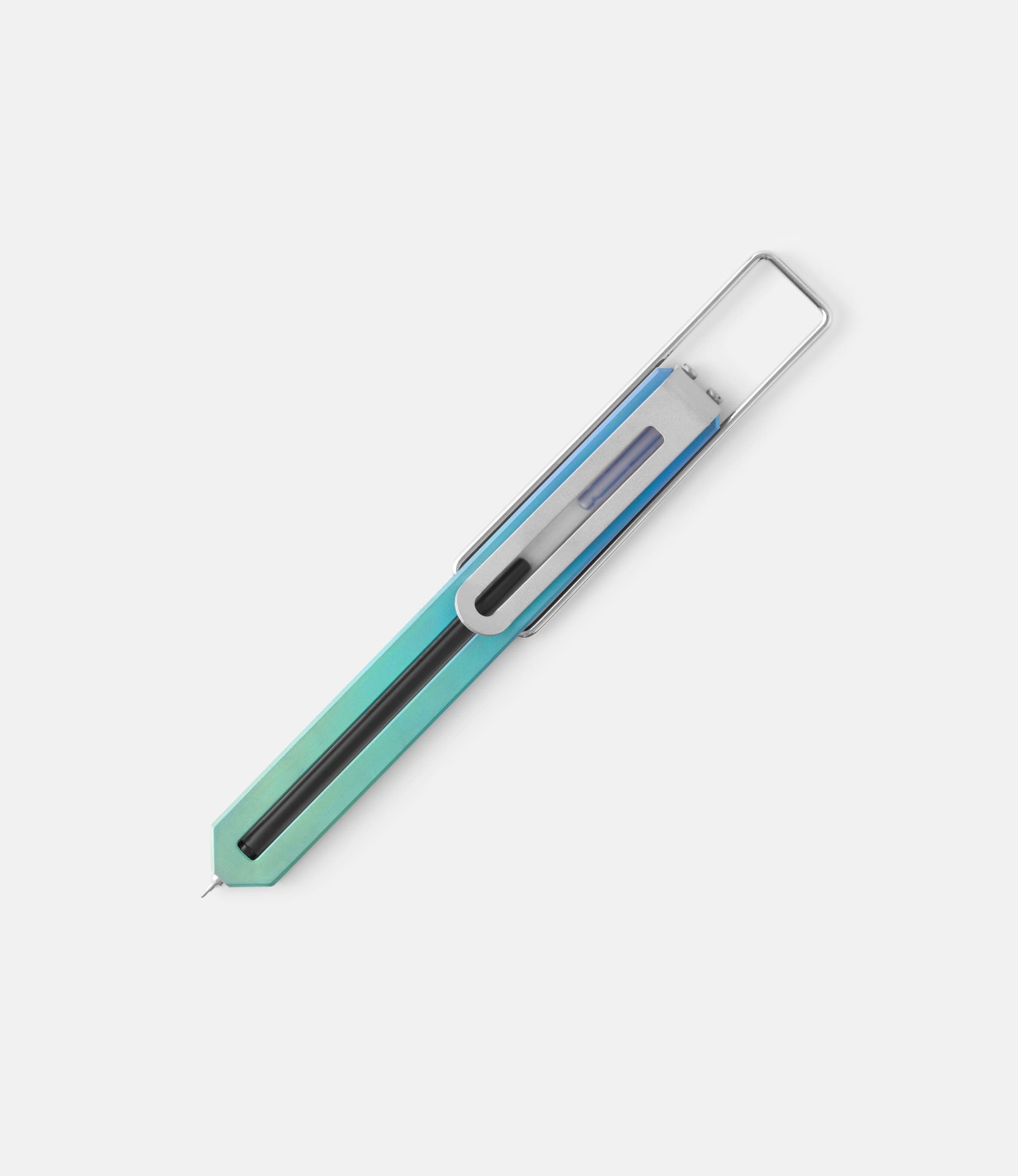 CW&T Pen Type-C Green Cyan Fade — ручка-закладка из титана