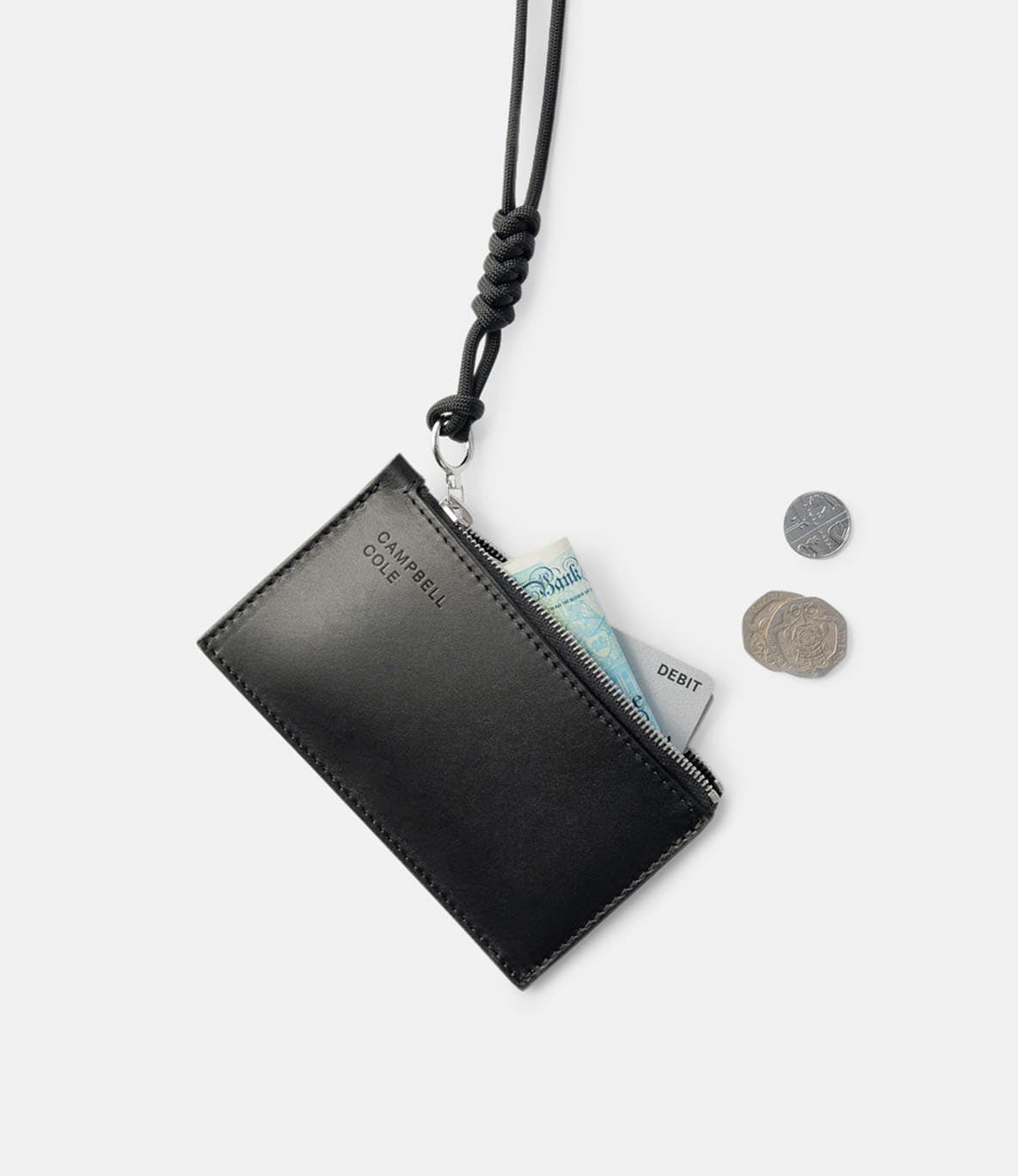 Campbell Cole Simple Coin Pouch Black — кошелёк из кожи