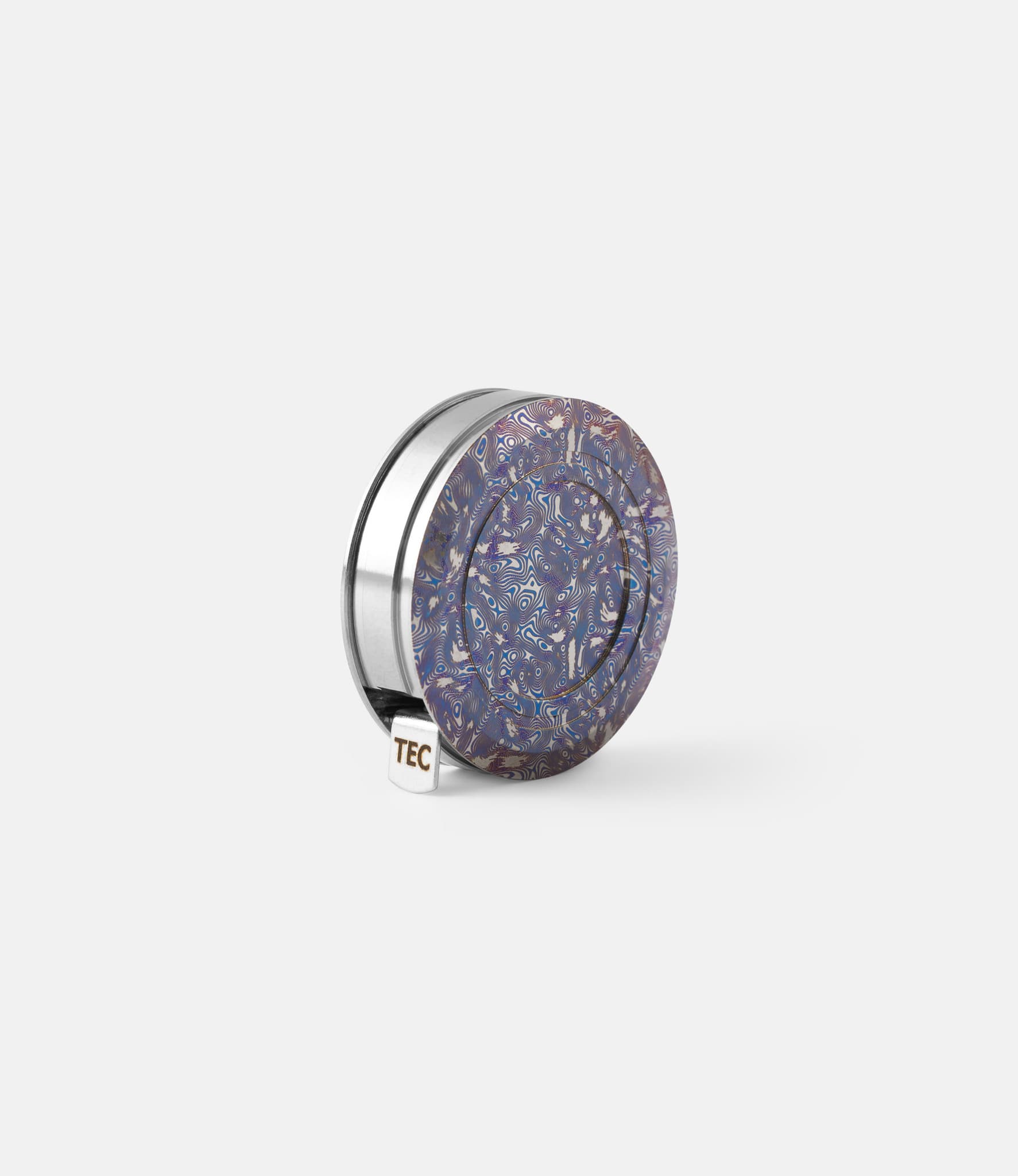 TEC Ti-Tape Royal Blue Damascus — мини-рулетка из титана