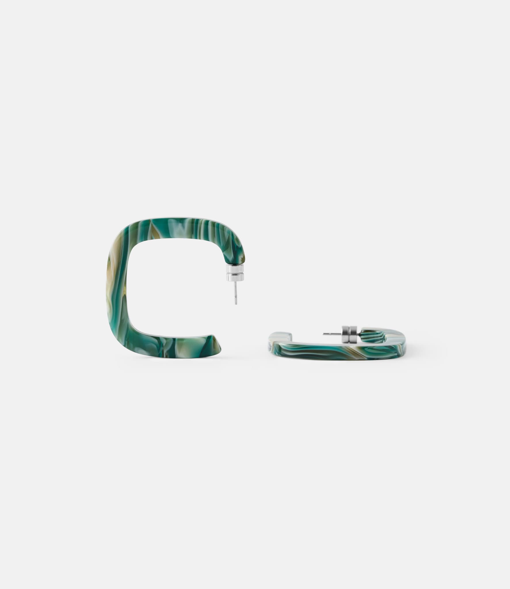 Machete Midi Square Hoops in Stromanthe — серьги из ацетата